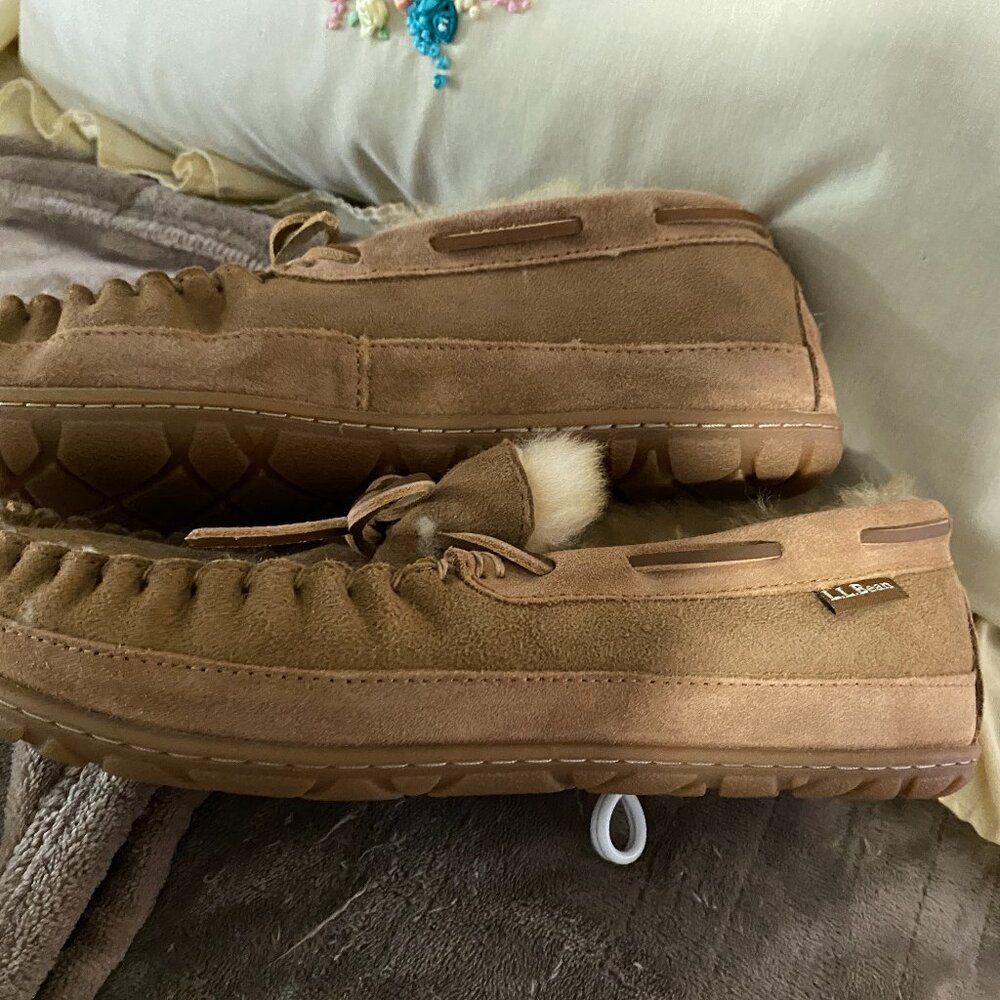 Lk New LL Bean Sheepskin Suede Slippers-Womens sz 9M - Picture 3 of 12